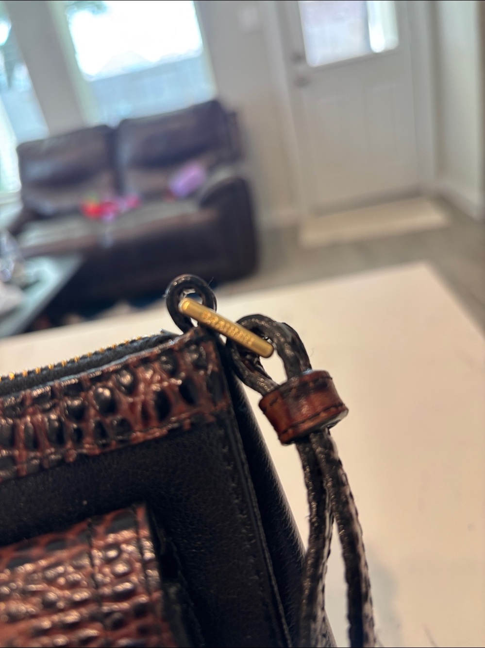 Brahmin Black & Brown Croc-Accent Crossbody - Picture 4 of 8